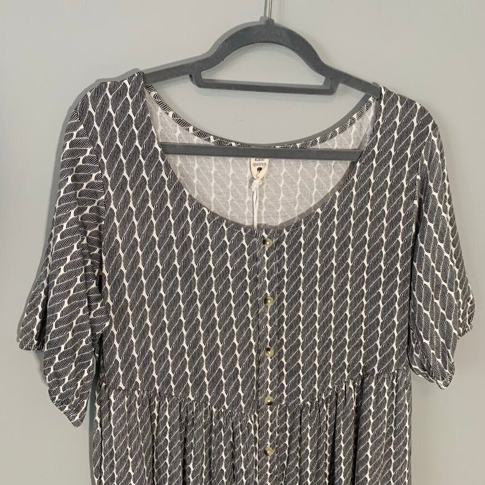 NEW Kate Quinn Jumpsuit Women L Black White Rope Print Bamboo Viscose Romper - Picture 3 of 9